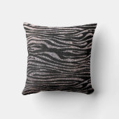 銀製のシマウマのストライブ柄パターン(きらきら光るなフェイクなグリッター) クッション (裏面)