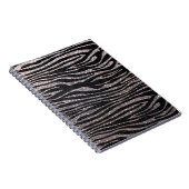 銀製のシマウマのストライブ柄パターン(きらきら光るなフェイクなグリッター) ノートブック (右側)