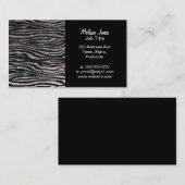 銀製のシマウマのストライブ柄パターン(きらきら光るなフェイクなグリッター) 名刺 (正面/裏面)
