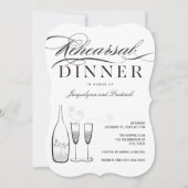 銀製のシャンペンのリハーサルのディナー・パーティの招待 招待状 (正面)