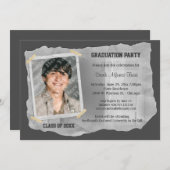 銀製のスクラップブックの写真の卒業パーティーの招待 招待状 (正面/裏面)