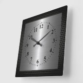 銀製のステンレス鋼のモダンな金属のボーダー スクエア壁時計 (傾斜)