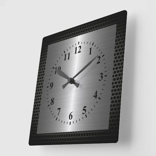 銀製のステンレス鋼のモダンな金属のボーダー スクエア壁時計 (傾斜)