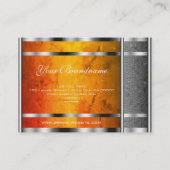 銀製のスネークパターンとオレンジ大理石 名刺 (裏面)