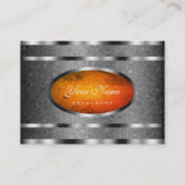 銀製のスネークパターンとオレンジ大理石 名刺 (正面)