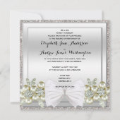 銀製のスパンコール及び花の宝石のグリッターの弓結婚式 招待状 (裏面)