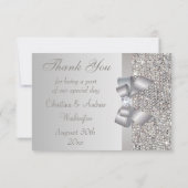 銀製のスパンコール、弓及びダイヤモンド結婚式は感謝していしています サンキューカード (裏面)