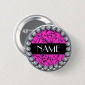 銀製のダイヤモンドの端が付いている一流のテンプレートボタン 缶バッジ (正面&裏面)