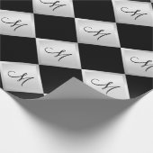 銀製のダイヤモンドパターンモノグラムの包装紙 ラッピングペーパー (角)