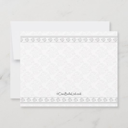 銀製のダマスク織第70記念日のお祝いの招待 招待状 (裏面)