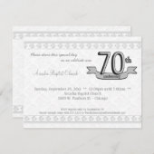 銀製のダマスク織第70記念日のお祝いの招待 招待状 (正面/裏面)