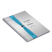 銀製のティール（緑がかった色）の日が差すことの宝石用原石の来客名簿 ノートブック (右側)