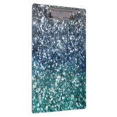 銀製のティール(緑がかった色)の青いグリッターの一見 クリップボード (右)