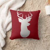 銀製のトナカイの枝角のモダンなシルエットの赤 クッション (ブランケット)