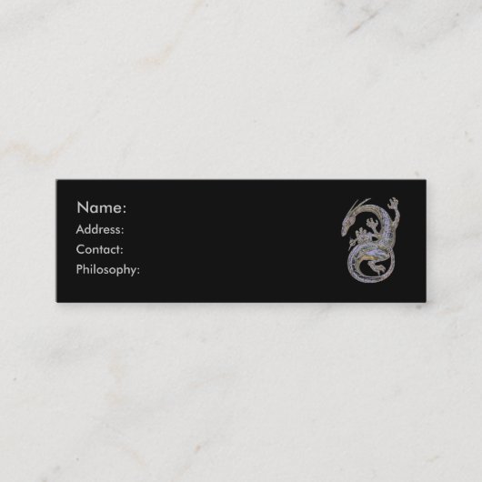 銀製のドラゴンのプロフィールカード スキニー名刺 (正面)