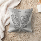 銀製のパーソナライズな蝶はあなたの文字を置きます クッション (ブランケット)