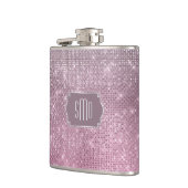 銀製のピンクの星の輝きのモノグラム フラスク (左)
