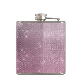 銀製のピンクの星の輝きのモノグラム フラスク (裏面)