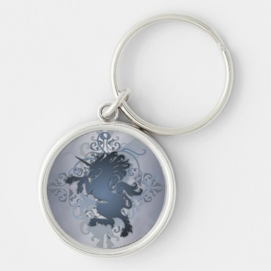 銀製のファンタジーの都市ユニコーンKeychain キーホルダー (正面)