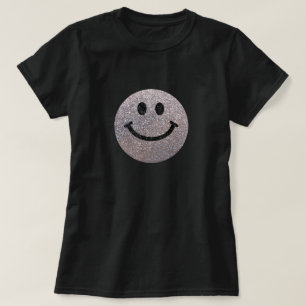 銀製のフェイクなグリッターの顔 Tシャツ