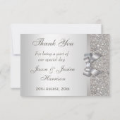 銀製のフェイクな弓及びダイヤモンドは感謝していしています サンキューカード (裏面)