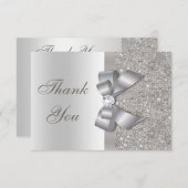 銀製のフェイクな弓及びダイヤモンドは感謝していしています サンキューカード (正面/裏面)