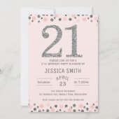 銀製のフェイクな銀の第21誕生日のパーティの招待状 招待状 (正面)