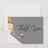 銀製のブライダルシャワーの平らなサンキューカード サンキューカード (正面/裏面)