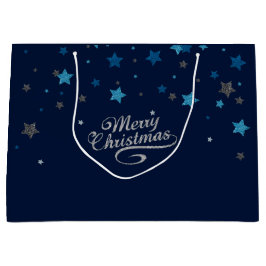 銀製のブルースターのメリークリスマスの休日のギフトバッグ ラージペーパーバッグ