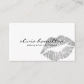 銀製のモダンなメーキャップアーティストの名刺 名刺 (正面)