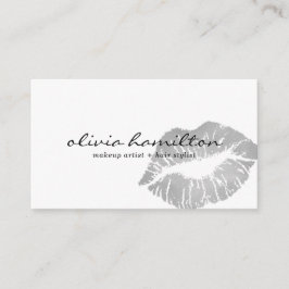 銀製のモダンなメーキャップアーティストの名刺 名刺