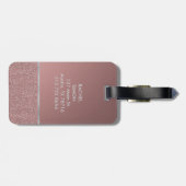 銀製のモノグラムとのグリッターのローズピンク ラゲッジタグ (裏面横)