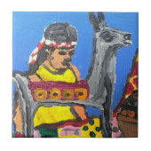 銀製のラマのタイル タイル (正面)