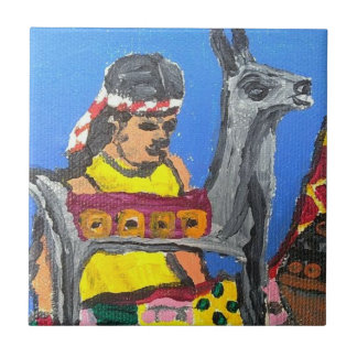 銀製のラマのタイル タイル