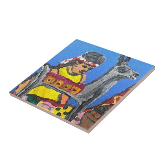 銀製のラマのタイル タイル (側面)