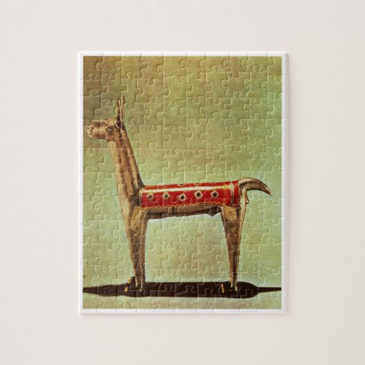 銀製のラマの置物、1438年後のペルーから、 ジグソーパズル (縦)