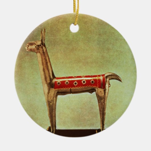 銀製のラマの置物、1438年後のペルーから、 セラミックオーナメント (正面)