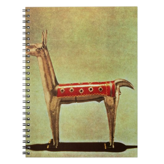 銀製のラマの置物、1438年後のペルーから、 ノートブック (正面)