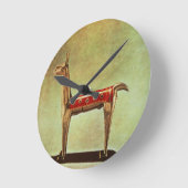 銀製のラマの置物、1438年後のペルーから、 ラウンド壁時計 (傾斜)