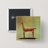 銀製のラマの置物、1438年後のペルーから、 缶バッジ (正面&裏面)