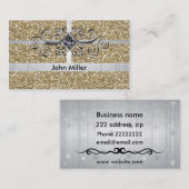 銀製のリボン 名刺 (正面/裏面)