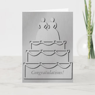 銀製のレズビアンのウエディングケーキカード カード