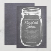 銀製のヴィンテージのメーソンジャーの結婚式招待状 招待状 (正面/裏面)