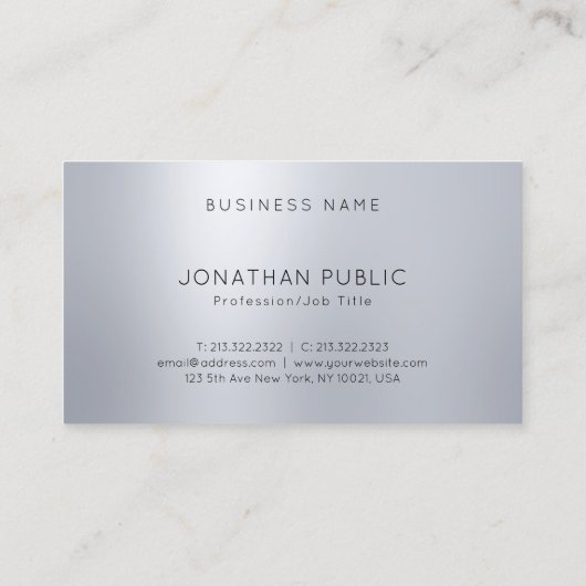 銀製の一見のエレガントでモダンなモノグラムのプロフェッショナル 名刺 (裏面)