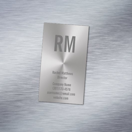 銀製の一見の背景のカスタムなモノグラム マグネット名刺 (インサイチュ)