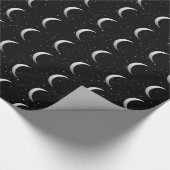 銀製の三日月形の月-星明かりの背景 ラッピングペーパー (角)