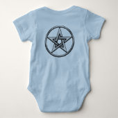 銀製の五芒星2の子供のTシャツ ベビーボディスーツ (裏面)