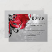 銀製の仮面舞踏会の3x5 R.S.V.P.の応答カード赤 出欠カード (正面/裏面)