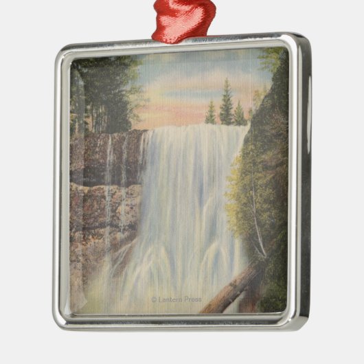 銀製の入り江の銀製の滝、オレゴンの眺め メタルオーナメント (左)