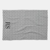 銀製の六角形パターン: モノグラムの台所装飾 キッチンタオル (横)
